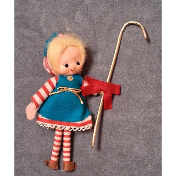 Vintage Mod Christmas Doll Bo Peep Ornament Made in Japan - Picture 1 of 3